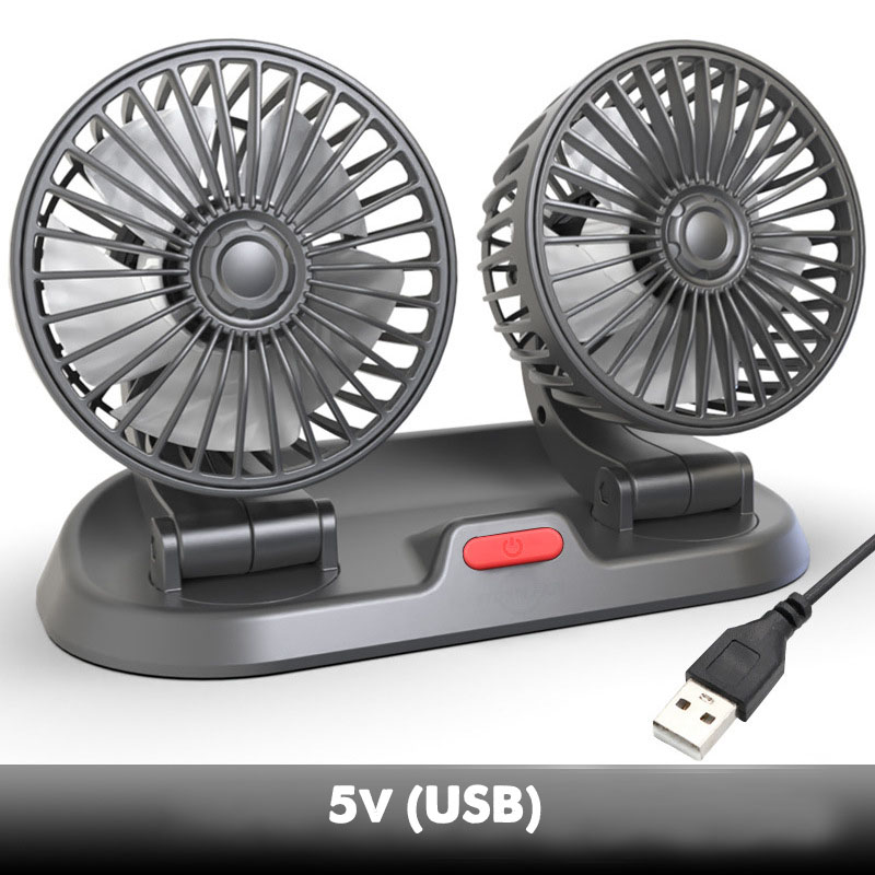 Quạt Đôi Mini Làm Mát Ô Tô Xoay 360 Độ F410 Dùng Điện DC 5V-12V - 24V Cho Mọi Dòng Xe Hơi, Xe Tải