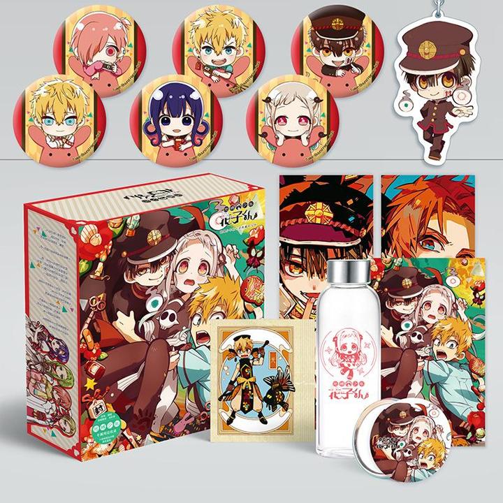 (200) Hộp quà Jibaku Shounen Hanako-kun Ác quỷ trong nhà xí hộp to có bình nước ảnh thẻ postcard anime chibi