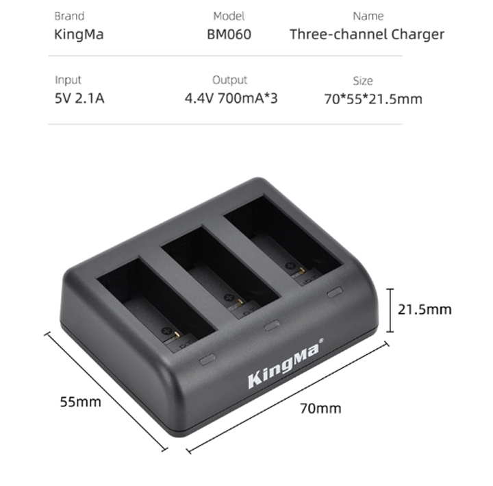 Đốc sạc 3 pin GoPro Hero 9 KINGMA