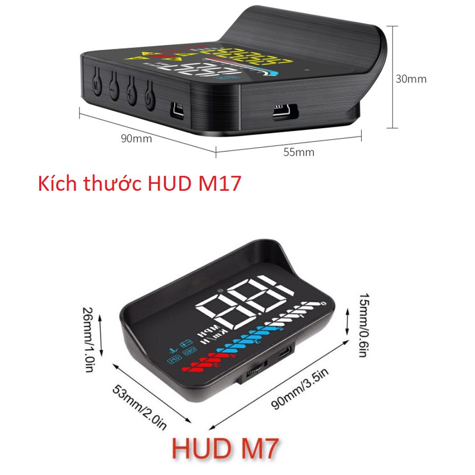 HUD C100 - HUD M17 hiển thị tốc độ lên kính lái