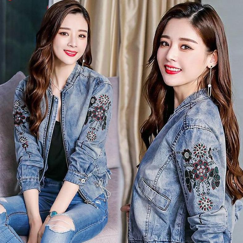 ÁO KHOÁC JEAN NỮ THÊU HOA
