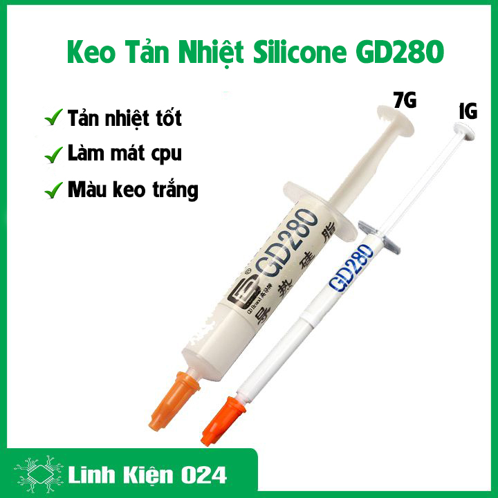 Xilanh keo tản nhiệt cpu GD280 màu trắng, keo silicone dẫn nhiệt, tản nhiệt, làm mát cpu cho máy tính, laptop