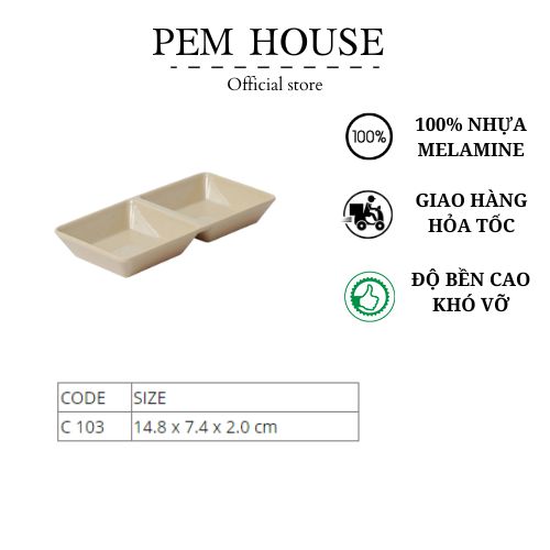 Chén chấm 2 ngăn màu nâu - c103d
