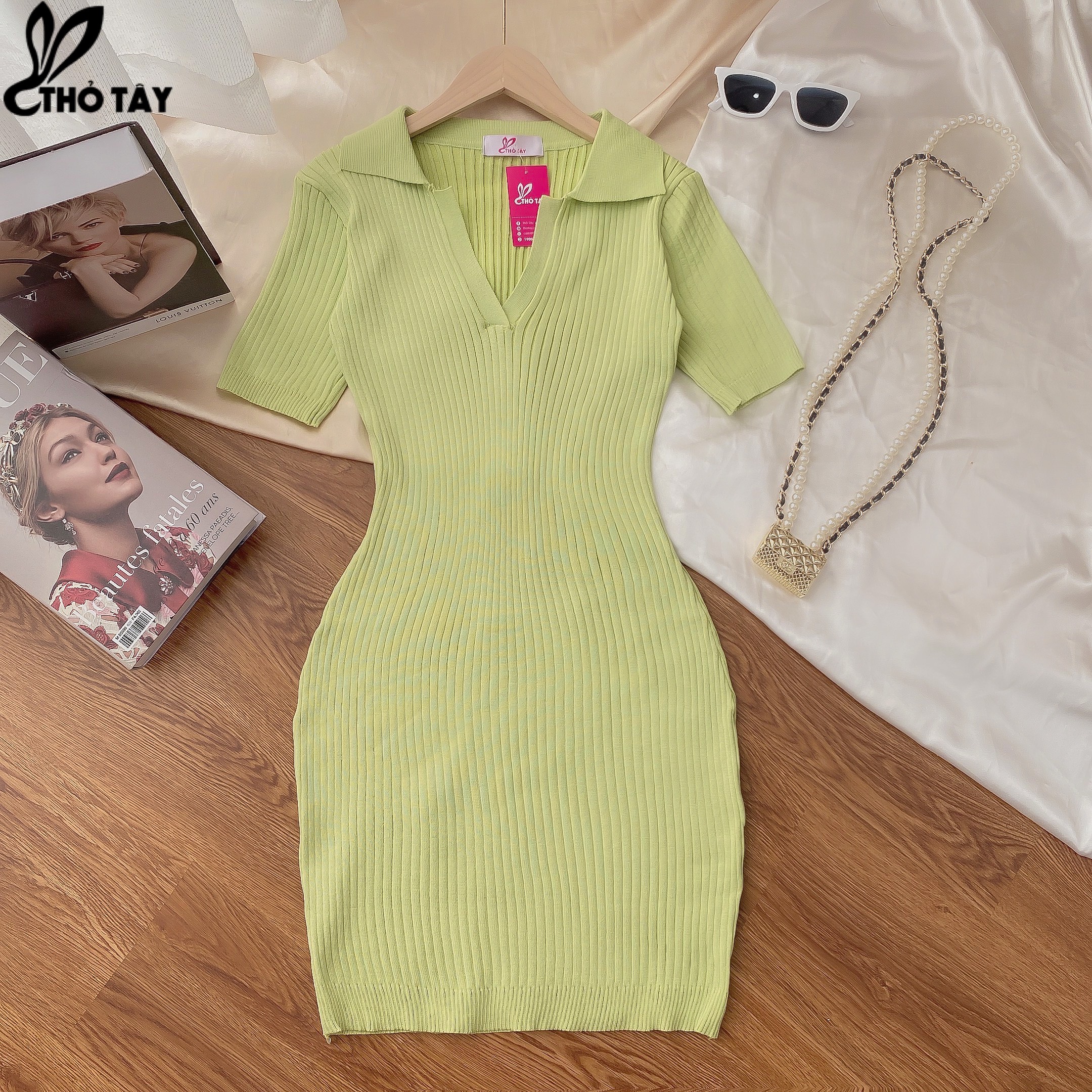 Đầm Body Len Cổ Bẻ - THỎ TÂY D169C82