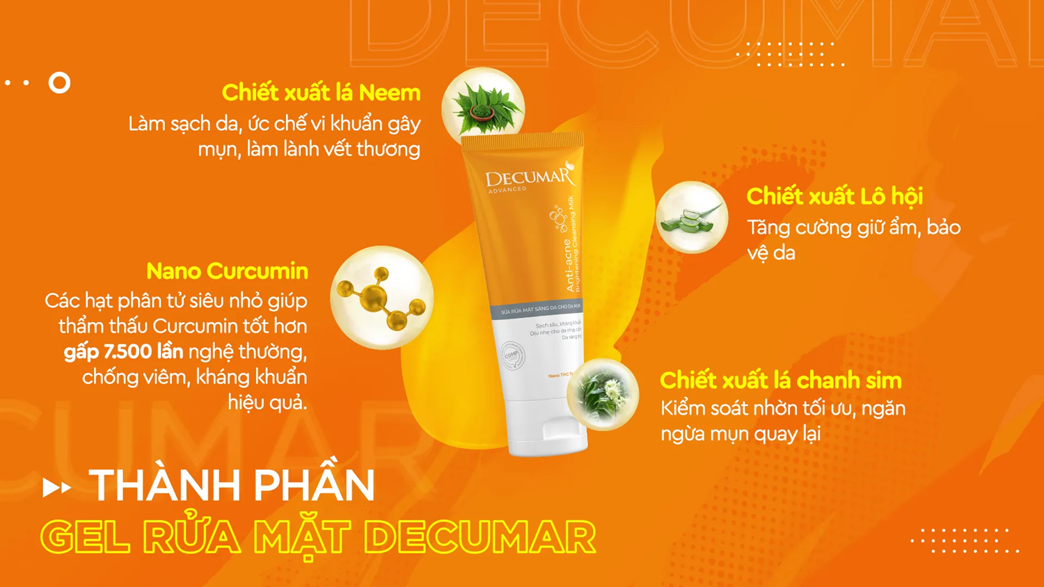 [HCM] Decumar Clean Advanced - Sữa rửa mặt dạng Gel sạch nhờn ngừa mụn [Tuýp 50g] - DECUMAR CLEANSING GEL
