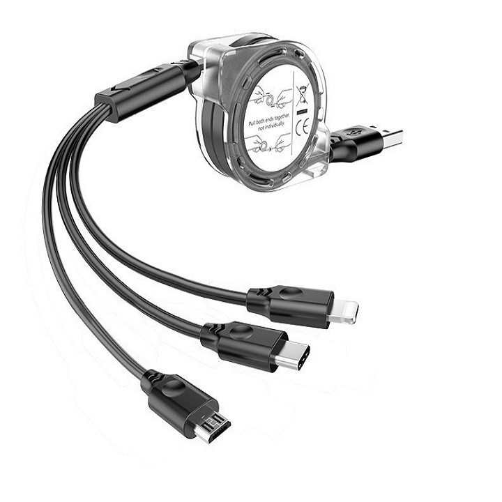 Dây xạc 3 đầu có dây rút
