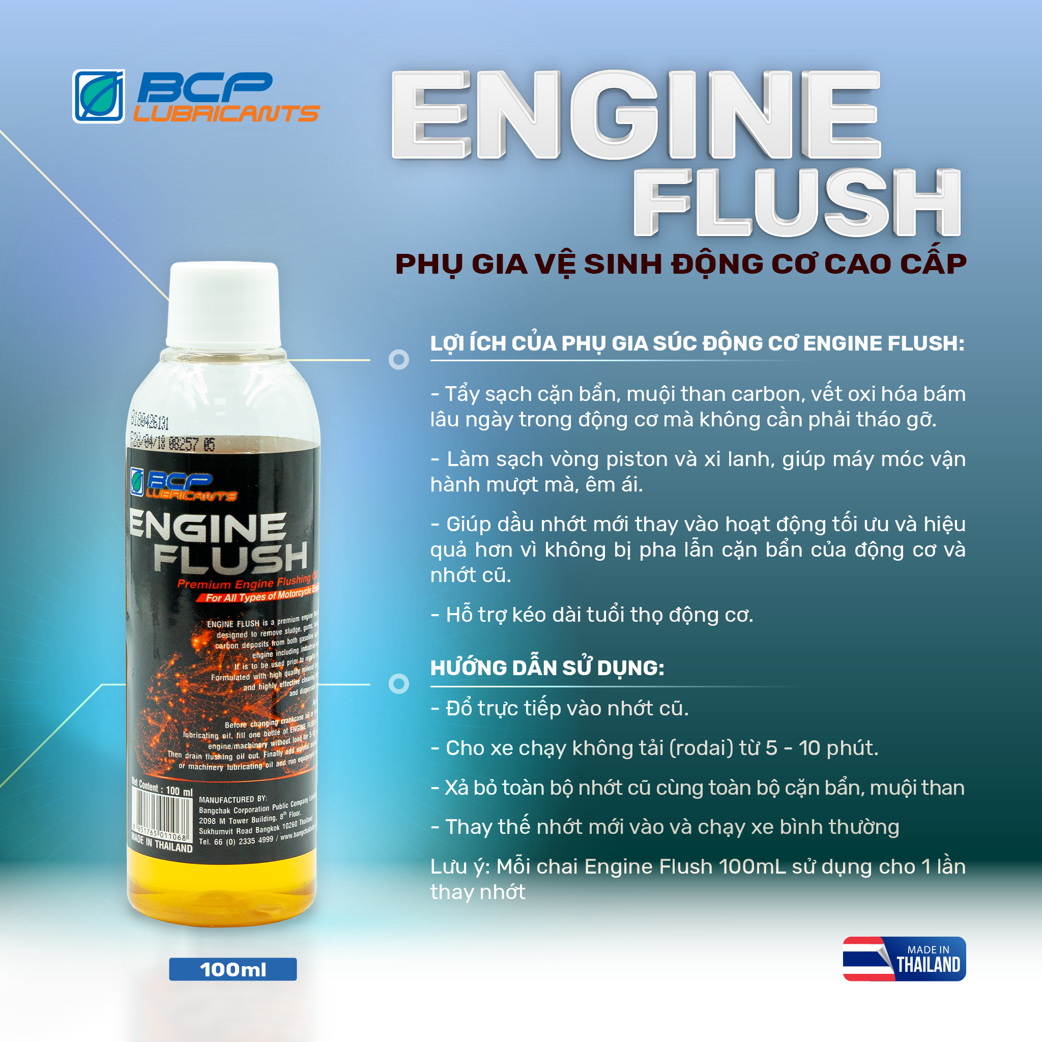 [QUÀ TẶNG] 1 Lon nhớt xe máy tổng hợp toàn phần 100% BCP Thái Lan 1L -  FURIO SAE 10W40, API SN, JASO MA2, Fully Synthetic dành cho xe số, xe ga, côn tay, motor TẶNG 1 chai vệ sinh động cơ siêu sạch BCP Engine Flush 100 mL
