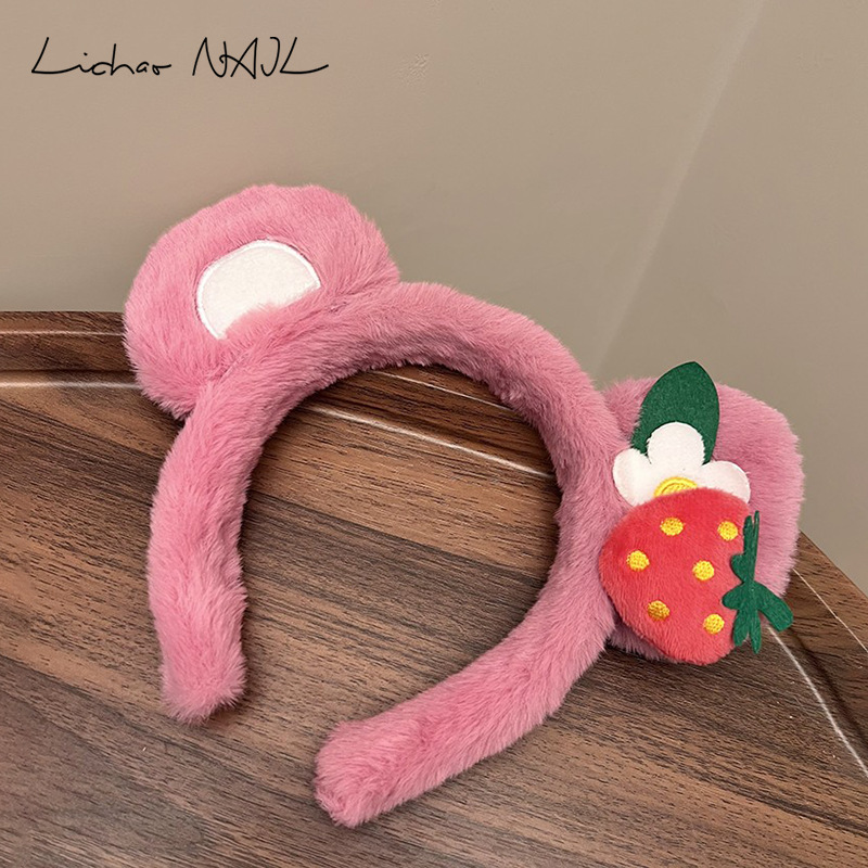 Cài tóc tai gấu dâu lotso dâu hoa dễ thương