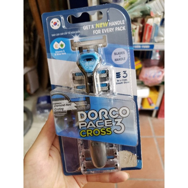 Cần cạo râu dorco pace 3 cross cần cạo imexco dorco pace 3 kèm lưỡi thay thế