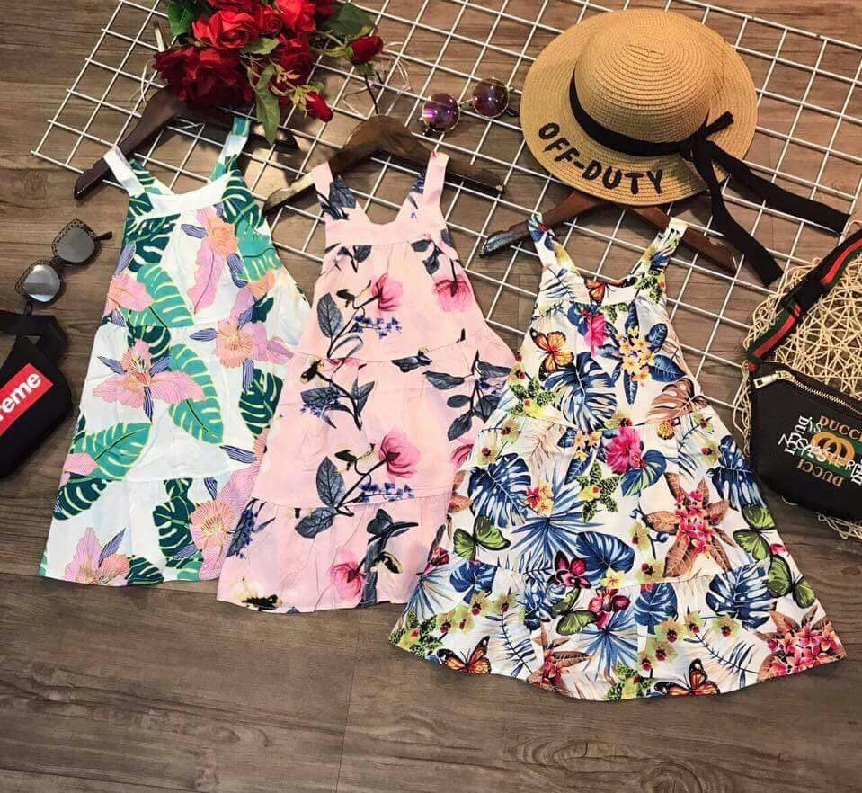 [HCM]Váy lanh lụa 2 dây cho bé