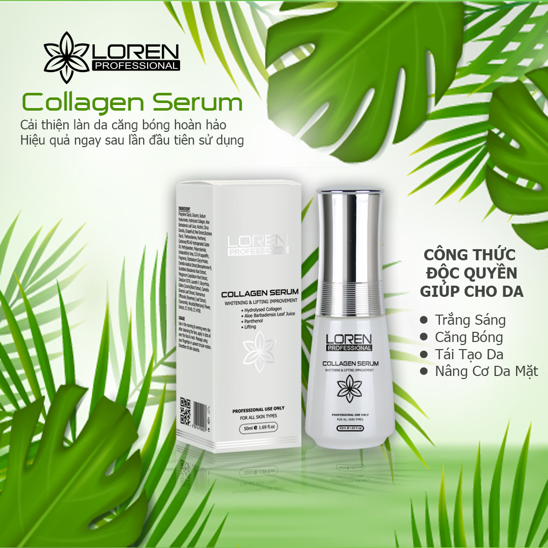 Độc quyền trị giá 780k [ Tinh chất Collagen Serum Loren Professional giúp Bổ sung collagen giúp xóa mờ các nếp nhăn và nâng cơ da mặt. Cải thiện các dấu hiệu lão hóa, ngăn ngừa hình thành nám ]