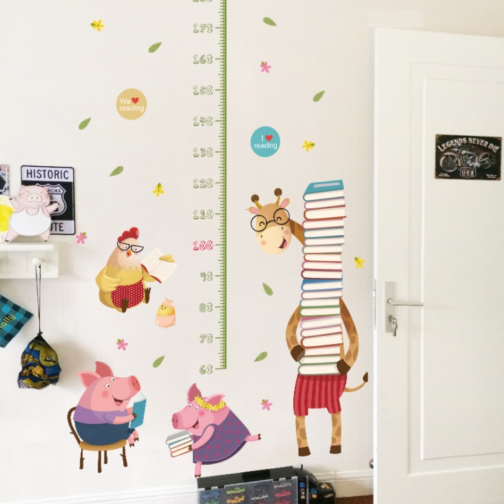 [HCM]Decal đo chiều cao cho bé hươu và heo peppa