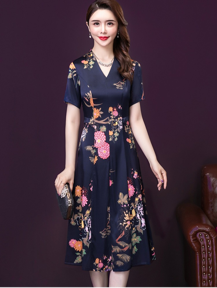 Đầm Trung niên đầm quý bà Bigsize Đầm họa tiết - DTN895