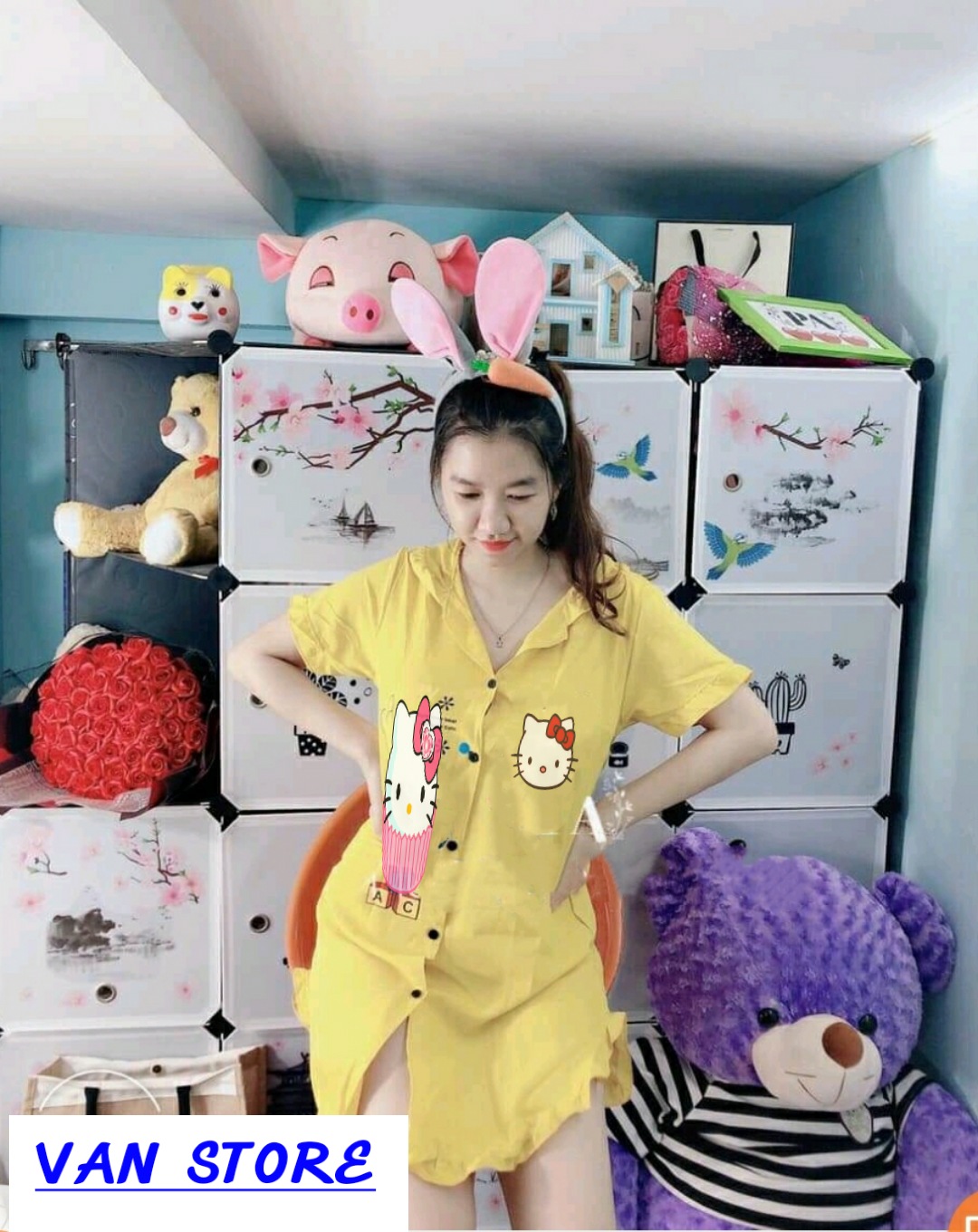 [FreeShip Max] Đầm sơ mi mặc nhà . Đầm ngủ mặc nhà kate lụa cho nữ - M01