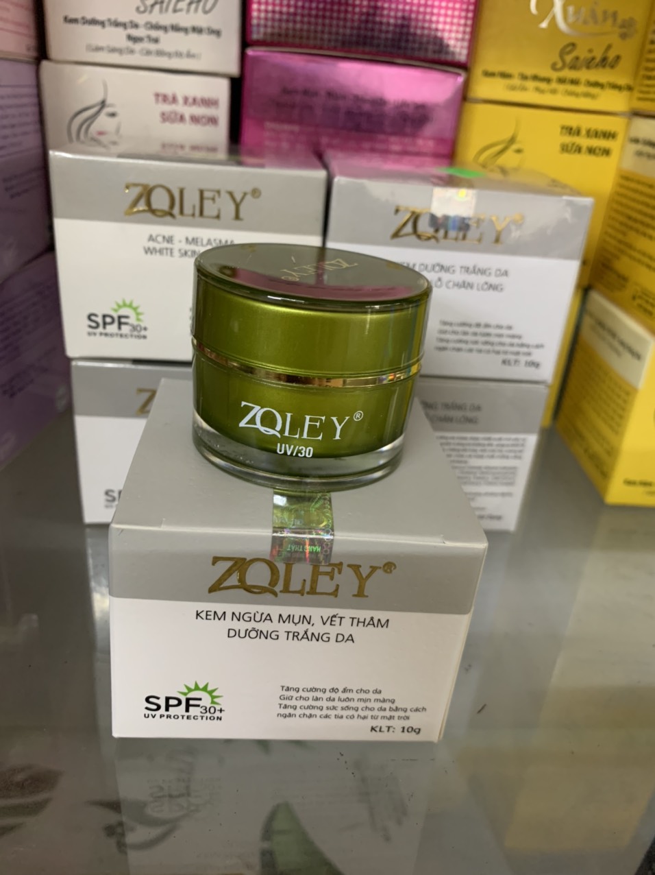 Kem face zoley xanh - kem dưỡng trắng da giảm mụn và thâm zoley 10g