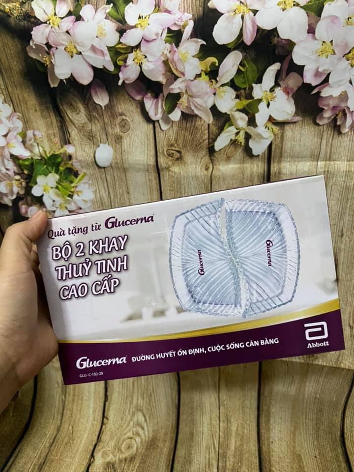 BỘ 2 KHAY THUỶ TINH CAO CẤP QUÀ GLUCERNA