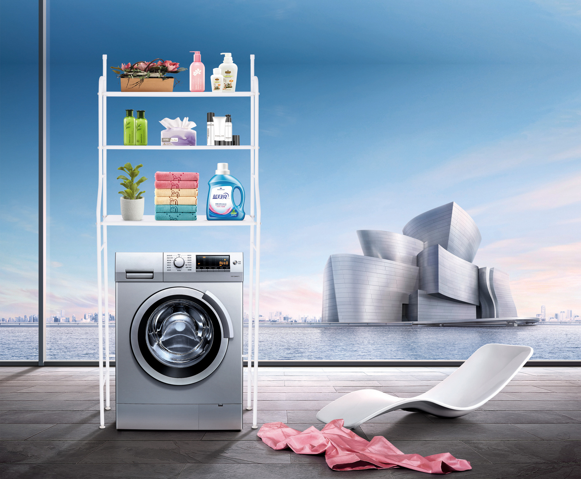 Kệ máy giặt, kệ nhà vệ sinh, kệ tiolet bồn nhà tắm máy giặt tiện lợ-Kệ để sau máy giặt - Kệ để sau bồn cầu - 3 tầng - Kệ sau toilet LỖI 1 ĐỔI 1