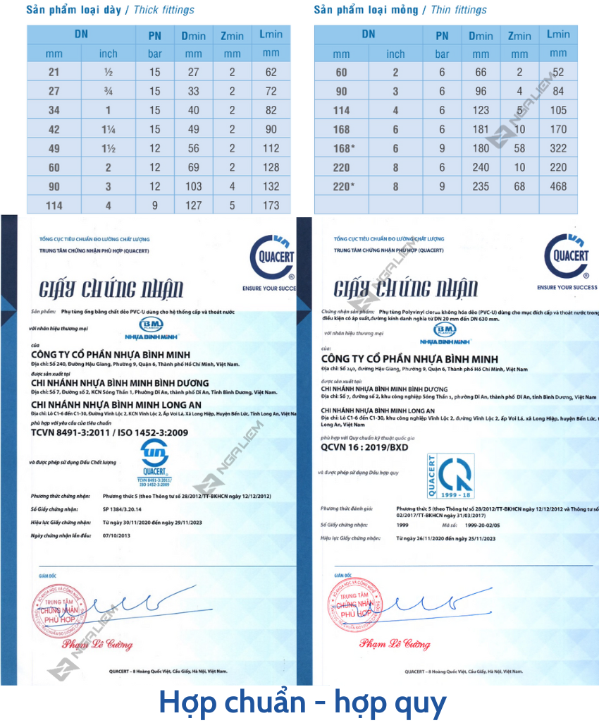 Co Nhựa Bình Minh (các cỡ 90, 114, 168, 220) [GIÁ TỐT NHẤT THỊ TRƯỜNG]
