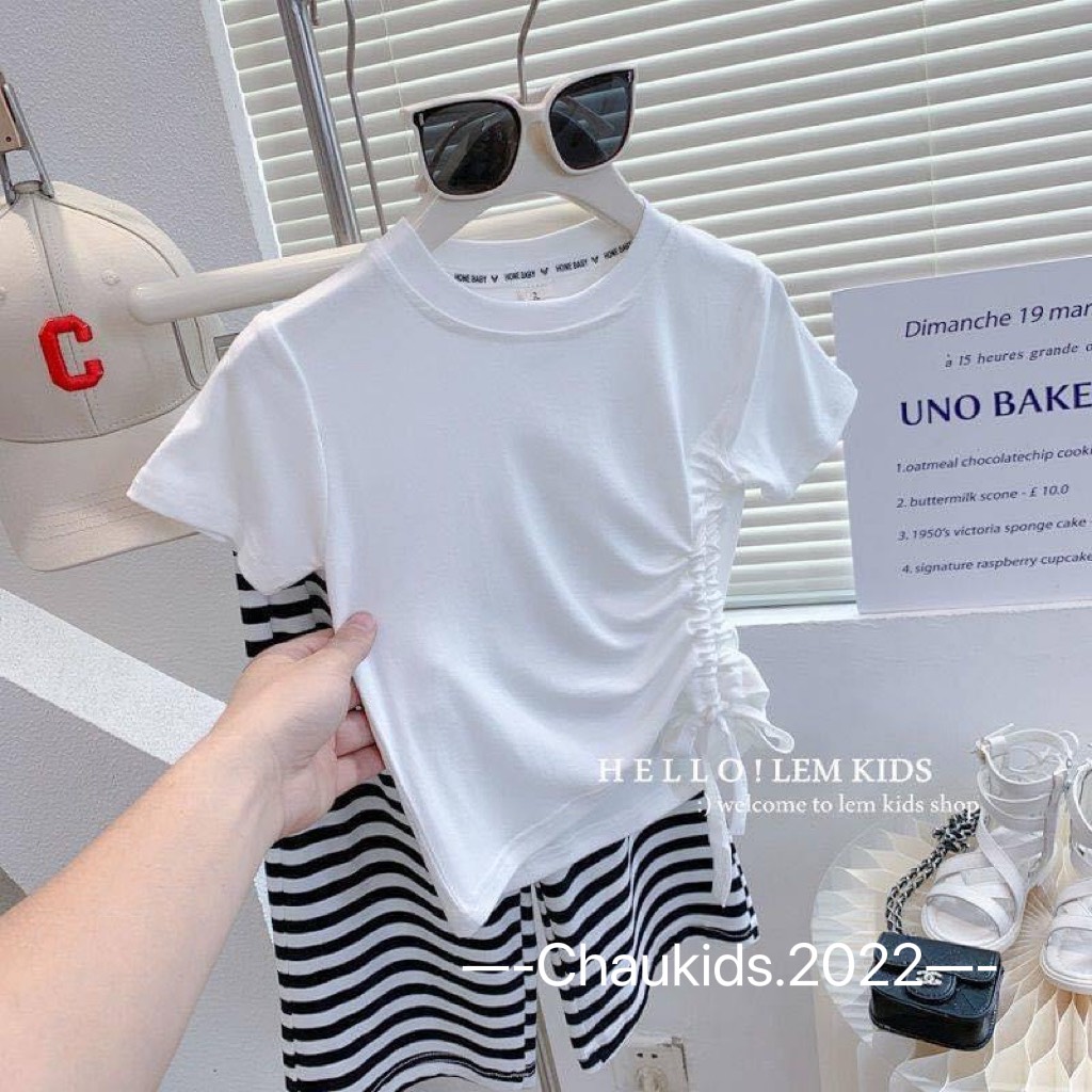 Sale bộ thun dây rút phối quần ông suông bé gái size 15-30kg