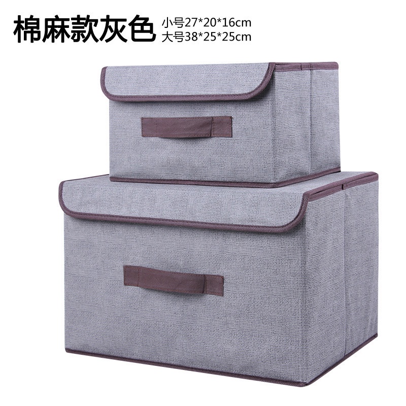 Combo 2 hộp vải đựng quần áo, đồ lót - hộp túi vải gấp gọn đựng đồ đa năng có nắp decor nhà cửa