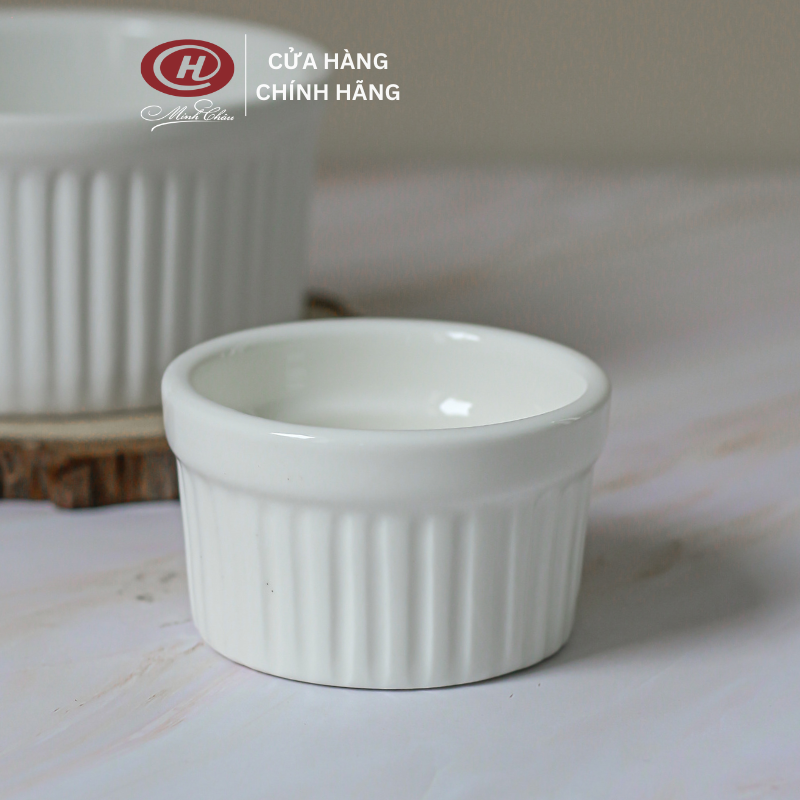 Khay Nướng Bánh Ramekin Sứ Trắng Trơn
