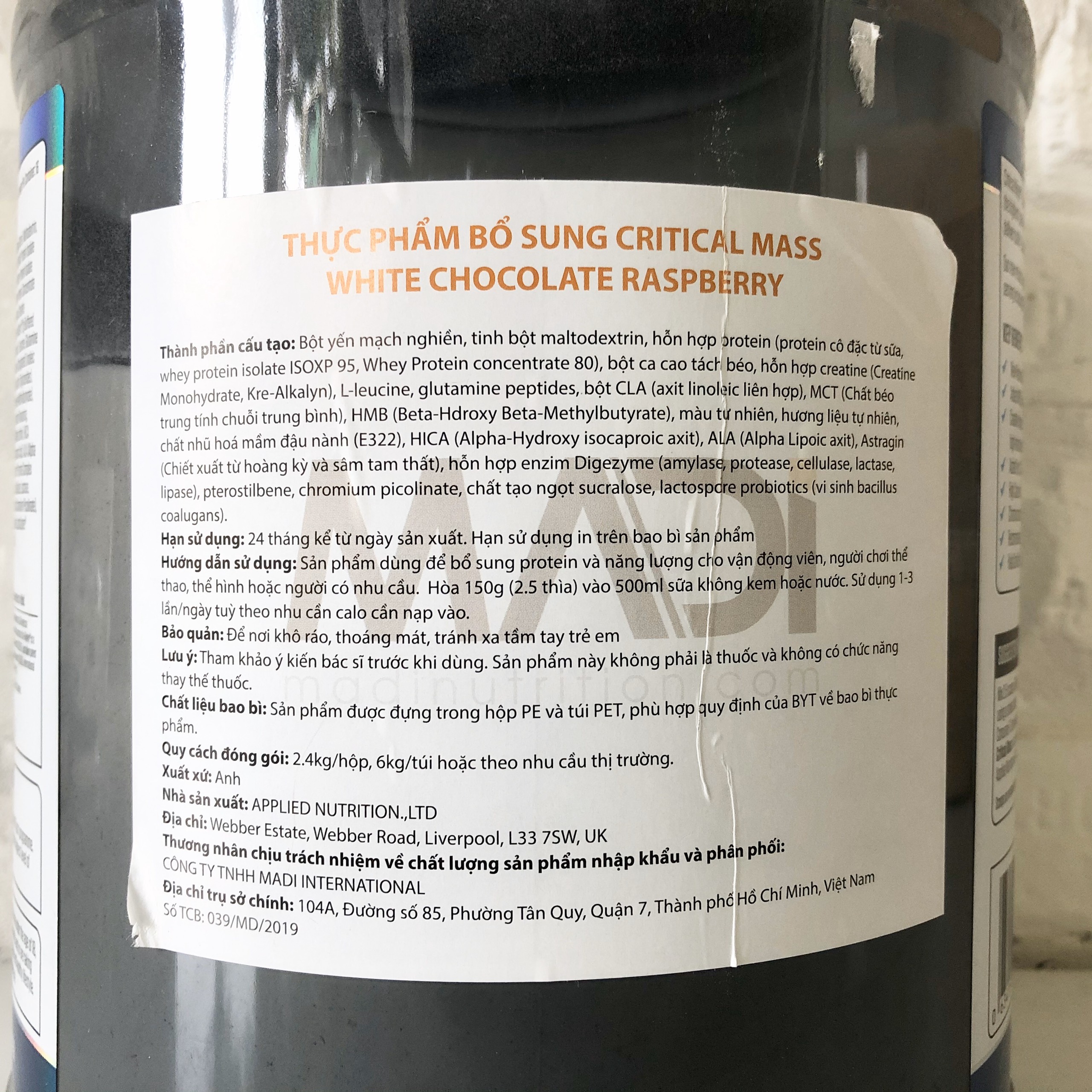 Sữa tăng cân Critical Mass 2,4kg [TẶNG BÌNH LẮC]