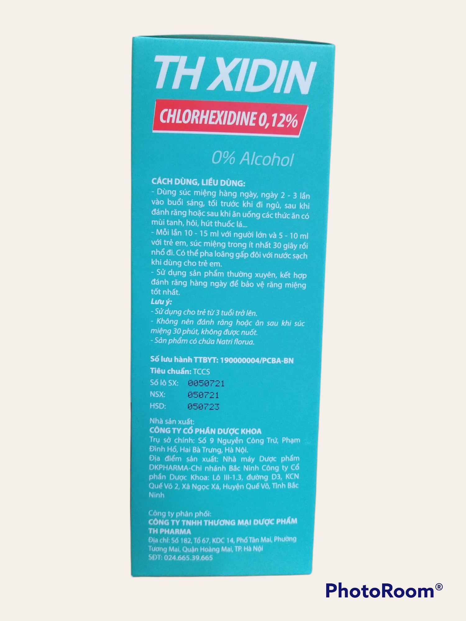 Súc miệng, họng Th xidin ( chlorhexidine)