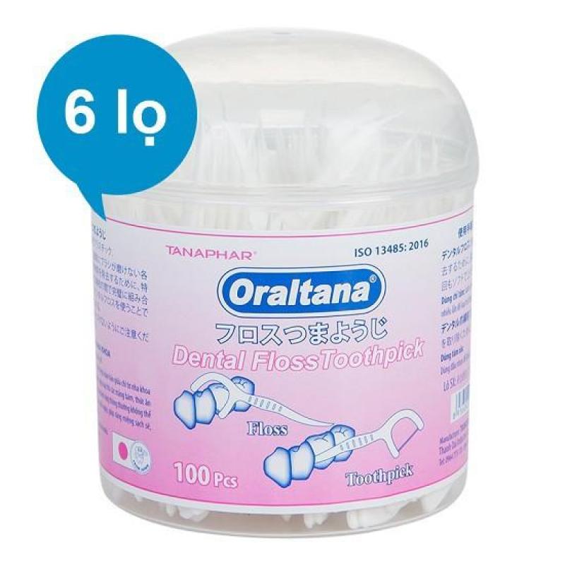 Combo 6 Lọ Tăm Chỉ Nha Khoa Oraltana (100 chiếc/1 lọ) Sợi nilon, nhựa y tế, thơm giúp răng miệng sạch sẽ, răng chắc khỏe và miệng không hôi