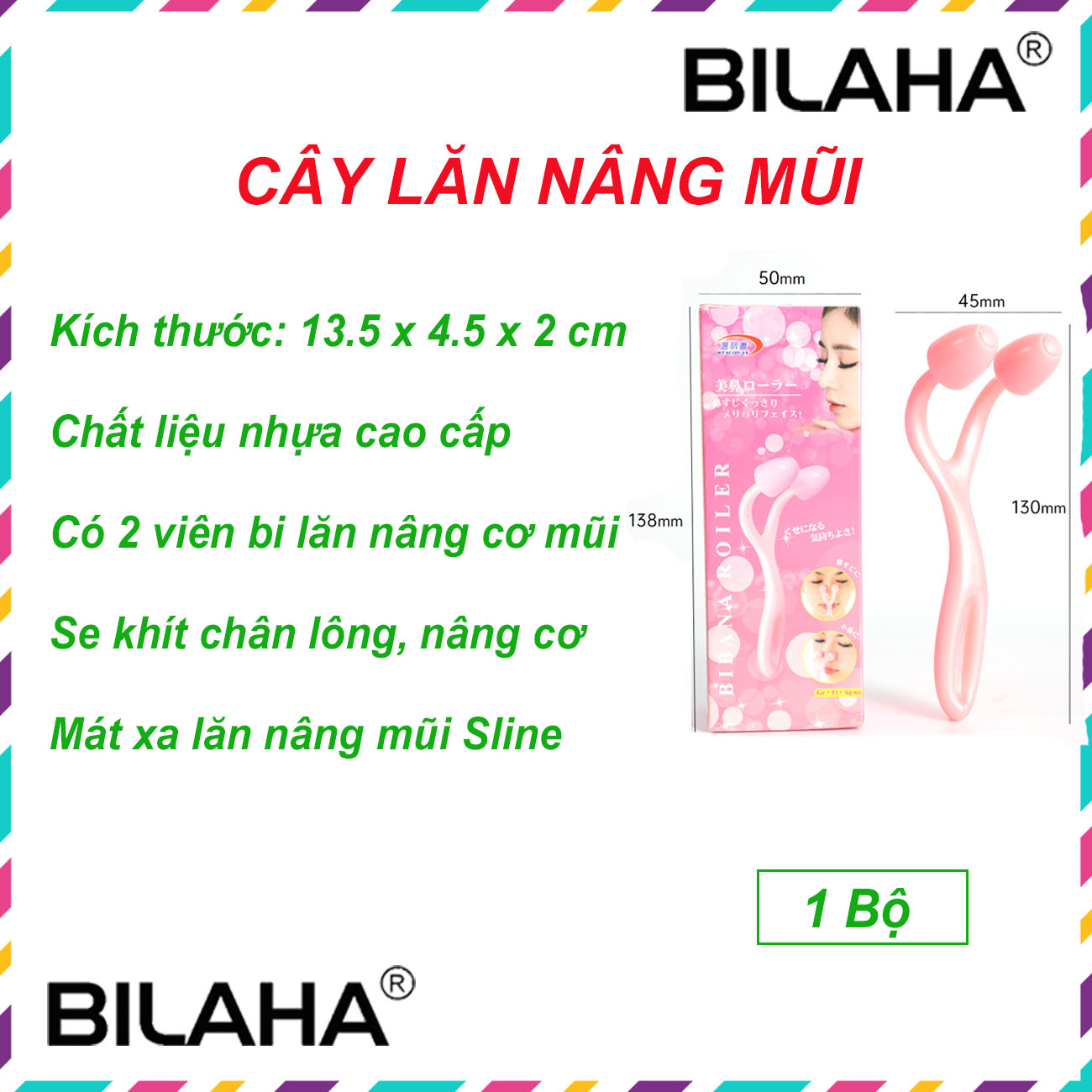 Cây lăn massage 2 đầu lăn tạo dáng nâng mũi dọc dừa thon gọn sline - Dụng cụ massage lăn nâng mũi - Dụng cụ kẹp nâng mũi - Kẹp nâng mũi Hàn Quốc - Cây lăn massage thon gọn cánh mũi tại nhà
