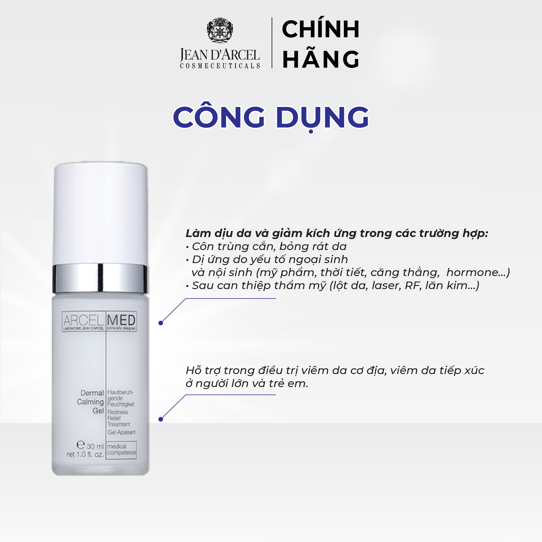 J101 Gel làm dịu da, giúp giảm kích ứng Arcelmed - Dermal Calming Gel 30ml - Jean d'Arcel