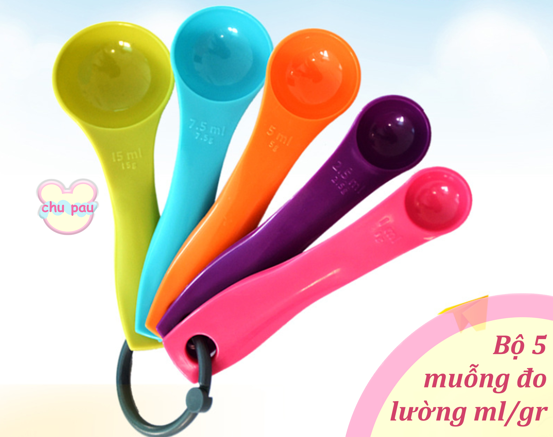BỘ 5 MUỖNG ĐO LƯỜNG GR/ML