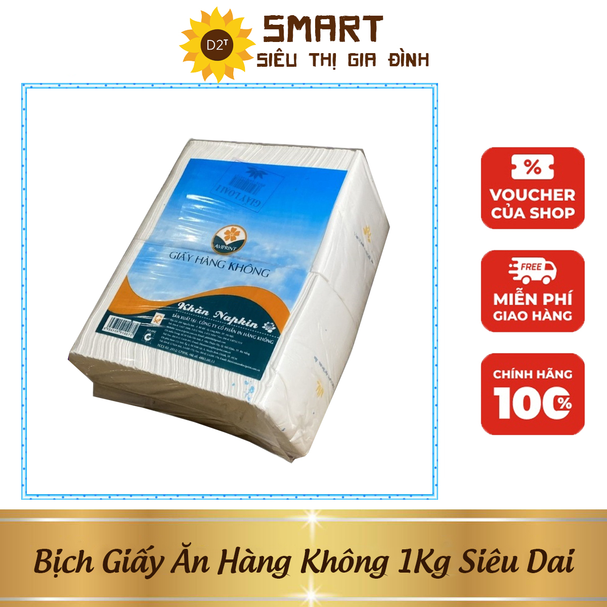 Giấy ăn cân Hàng Không vuông 2 lớp bịch loại 1kg, dùng tại nhà, cho quán ăn, nhà hàng, Giấy ăn siêu dai siêu thấm hút