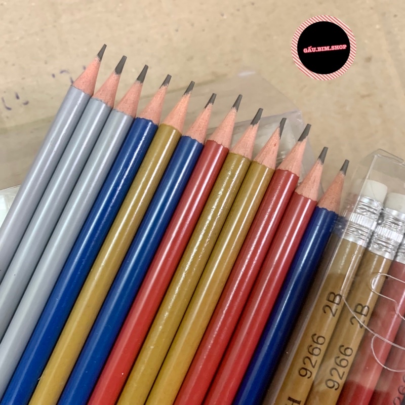 [Giá Sỉ] Búi chì gỗ 2B Alinh (Hộp mica 12 chiếc)