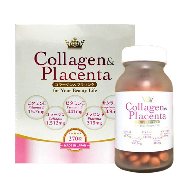 [HCM]Viên uống trắng da Collagen & Placenta 5 in 1 Nhật Bản