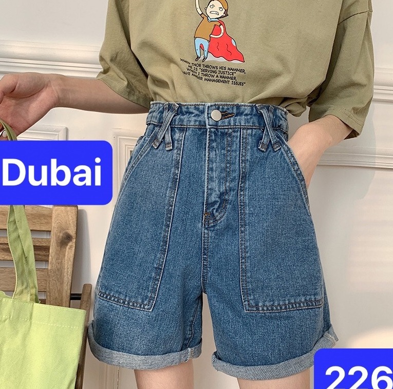 QUẦN SHORT SỌT JEAN LỬNG KIỂU NGỐ NỮ CHẤT BÒ XANH 2 ĐĨA KIỂU LƯNG CAO NÂNG MÔNG DB-226 - DUBAI FASHION