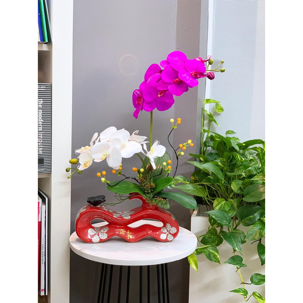 Hoa Giả Hoa Lan Hồ Điệp Cao Su 7 Bông