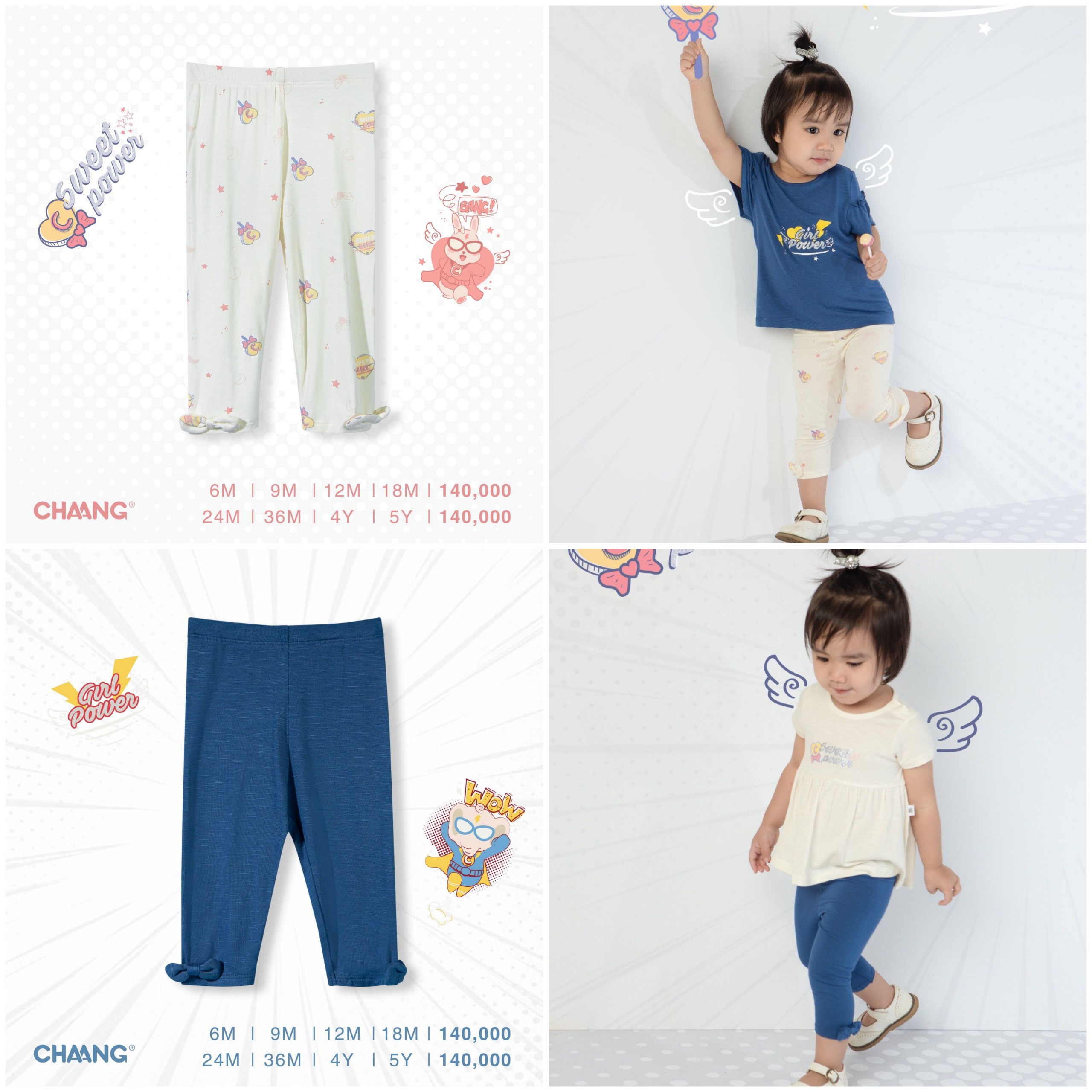 Quần dài legging nơ hero bé gái Chaang