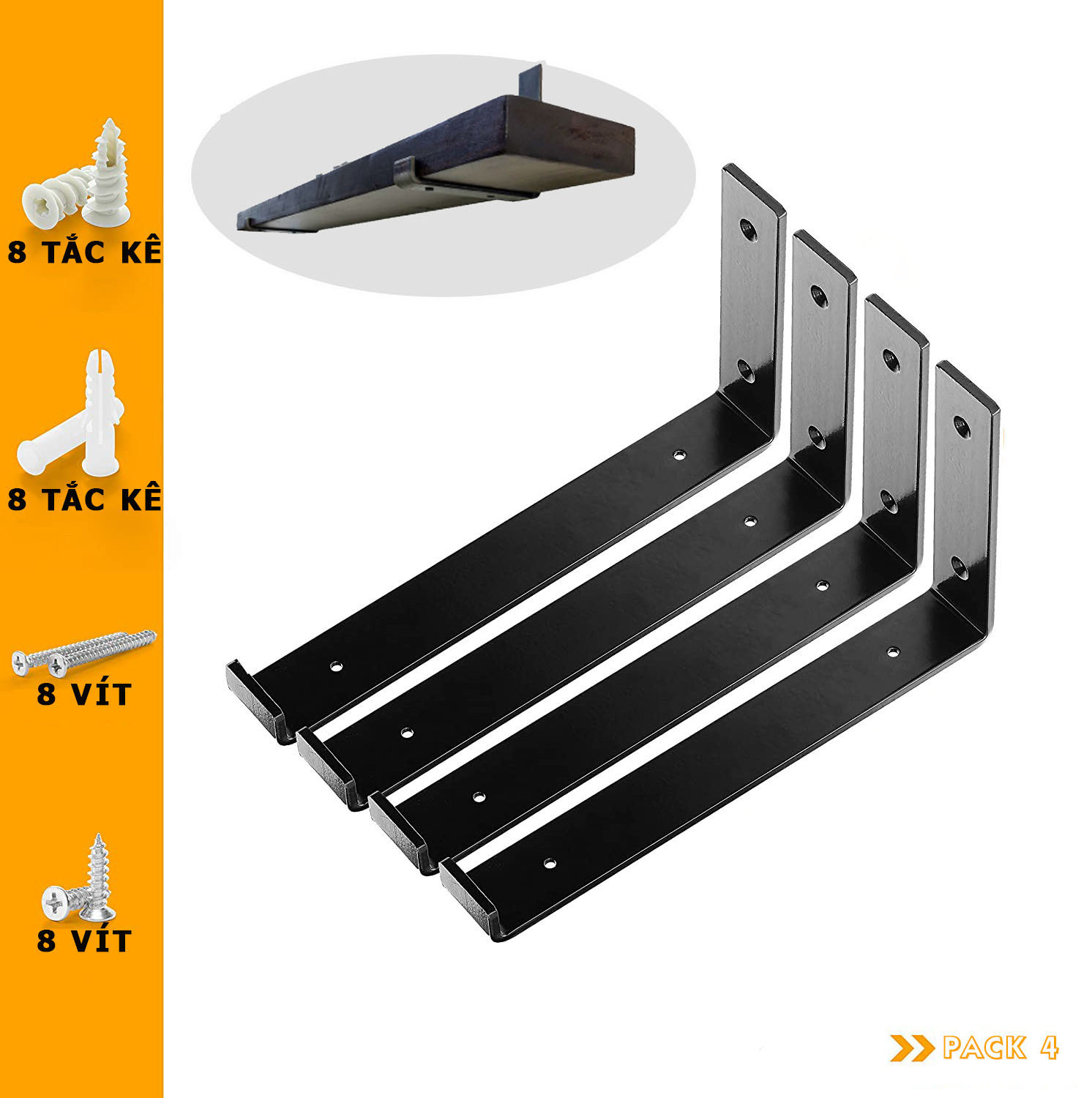 Combo 4 giá đỡ chữ L pat mặt dưới 30cm và 25cm