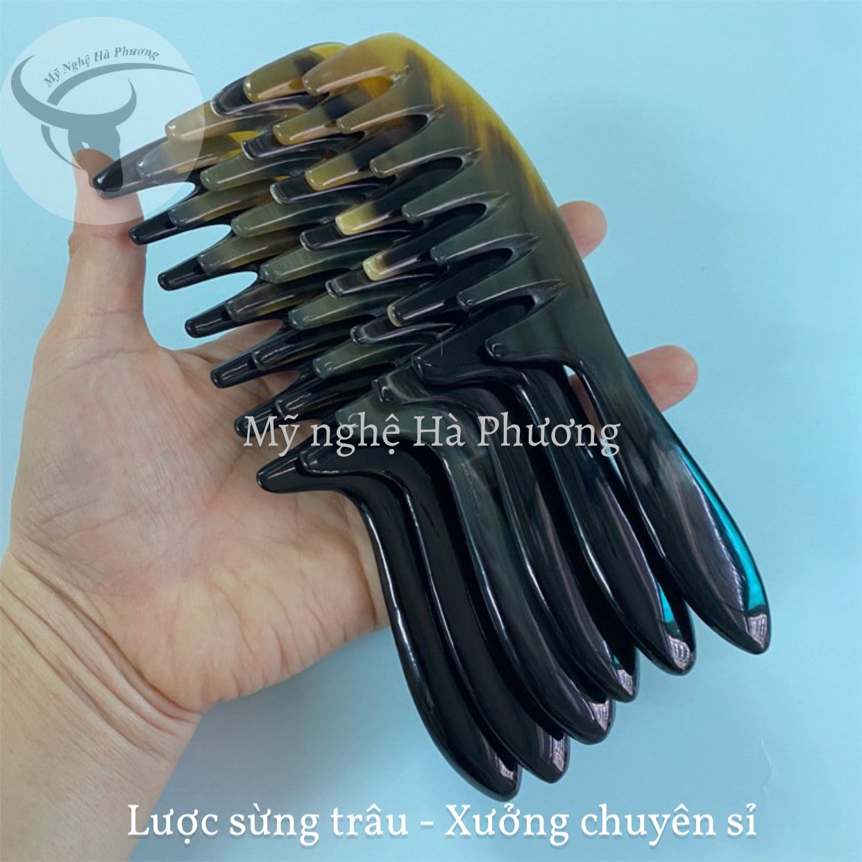 Lược Sừng răng thưa massage đầu giúp lưu thông máu