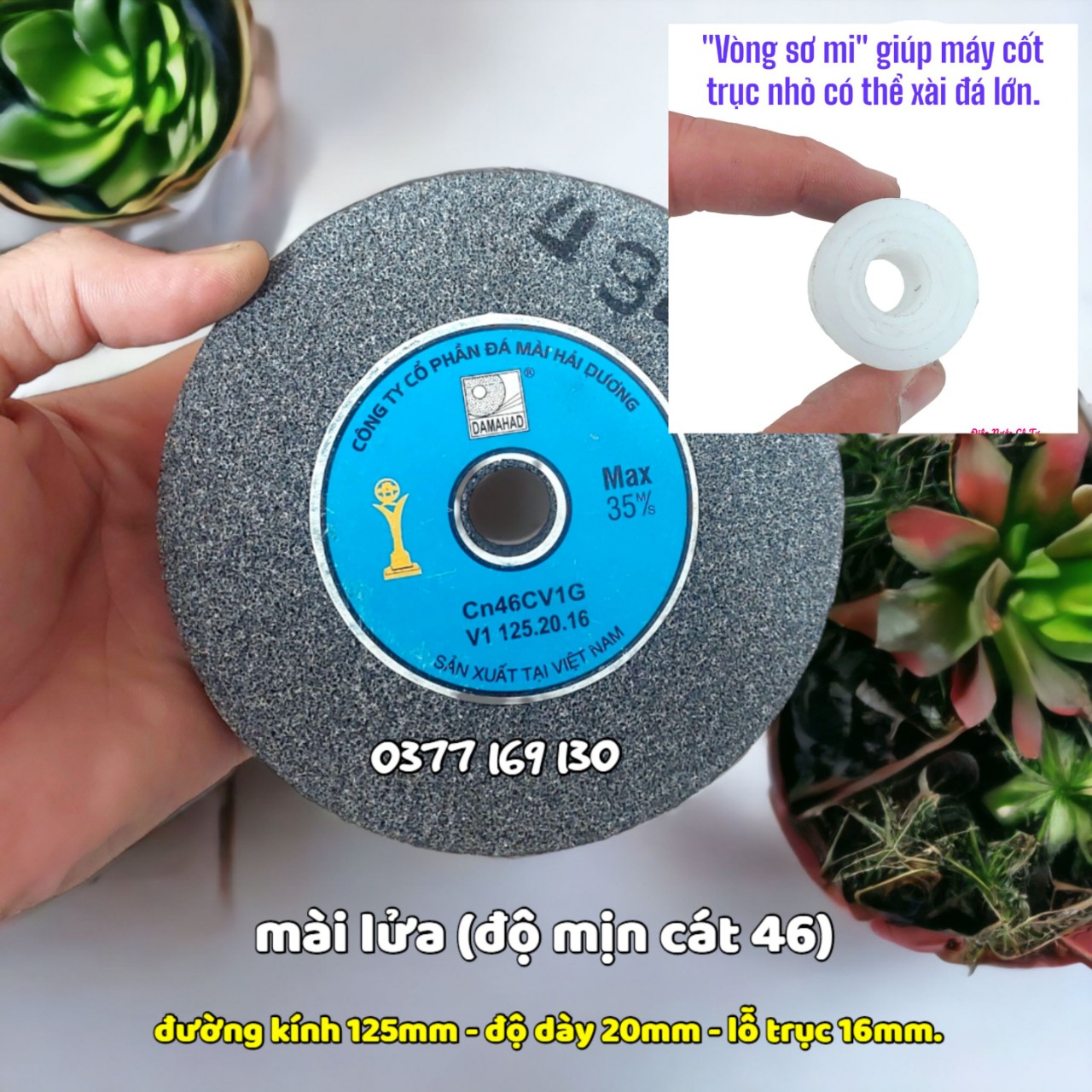 Đá Mài Hợp Kim Mài Dao Tròn HẢI DƯƠNG Mịn và Thô 125x20x16mm