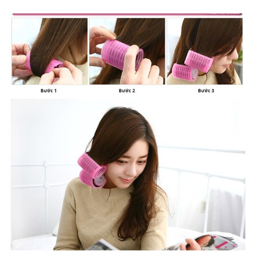 [HCM]Combo 4 Lô Cuốn Tóc Tạo Kiểu Tự Dính Tháo Rời Size Lớn 4.0 Cm
