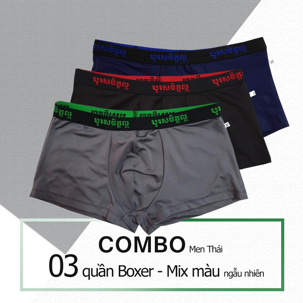 Combo 3 Quần Boxer Nam chất thun lạnh mẫu Thái - VNXK size L/XL/XXL