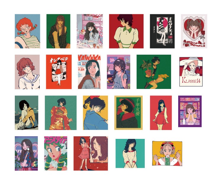 Hộp 46 stickers cô gái anime