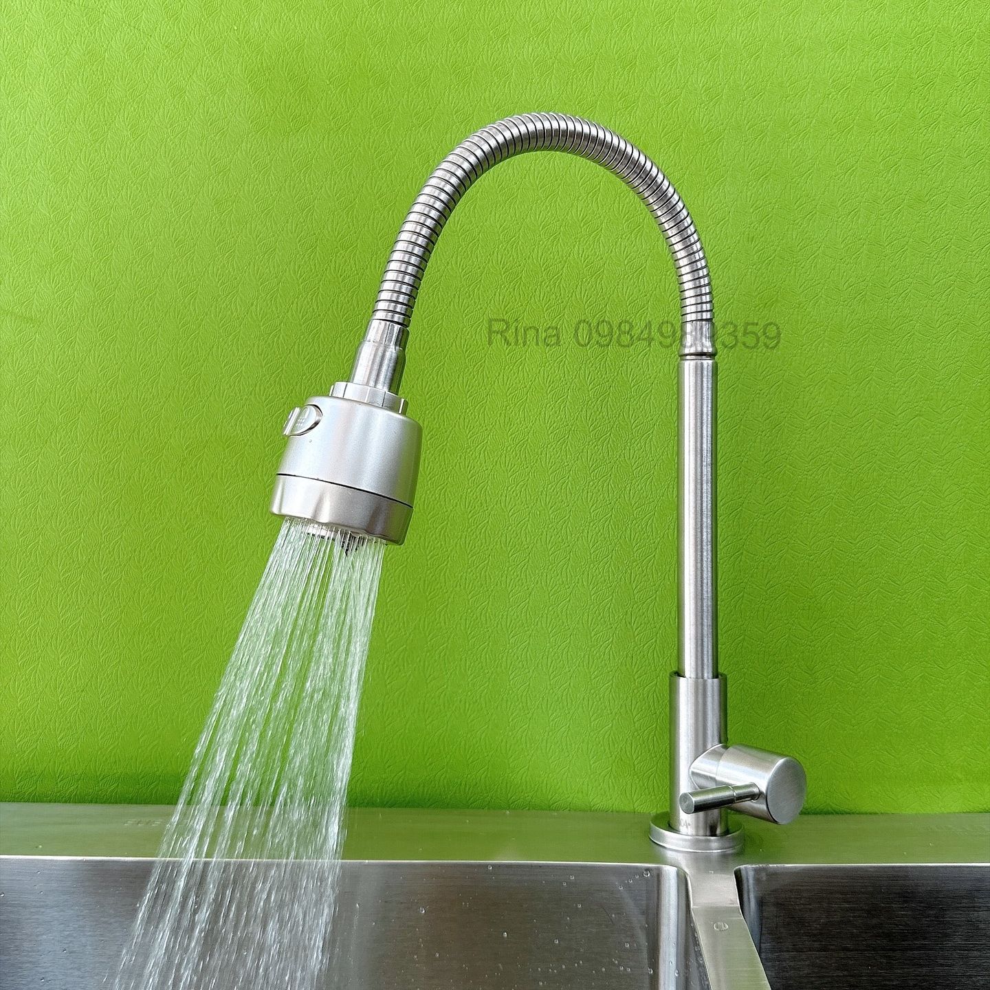 Vòi rửa chén lạnh bẻ inox rina xoay 360 độ -vòi rửa chén bẻ lạnh- vòi chén lạnh 304