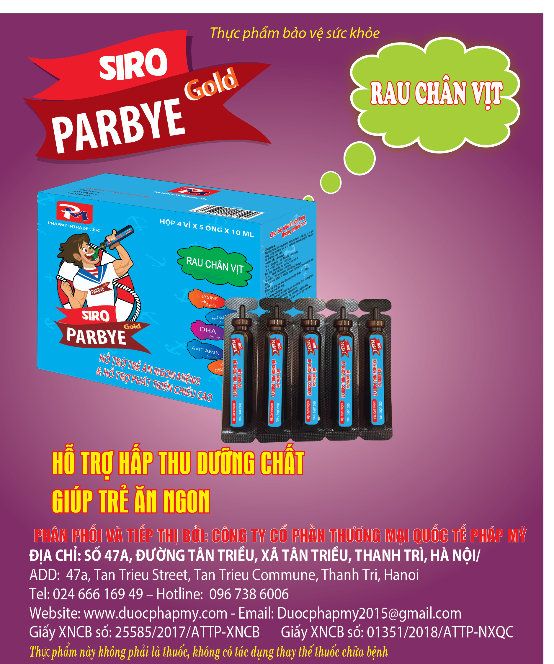 SIRO ĂN NGON:  PARBYE GOLD chai 150ML