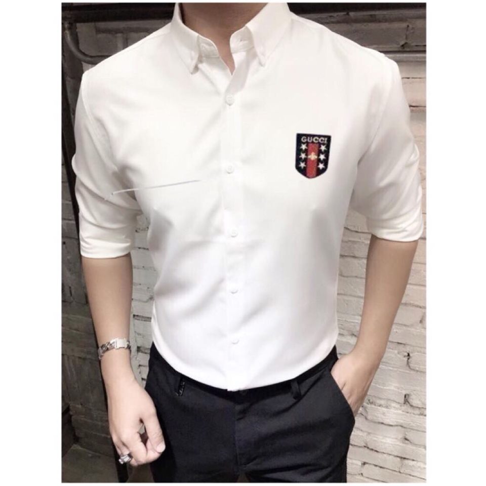 [HCM]ÁO SƠ MI NAM THỜI TRANG THIÊU LOGO CÁ TÍNH