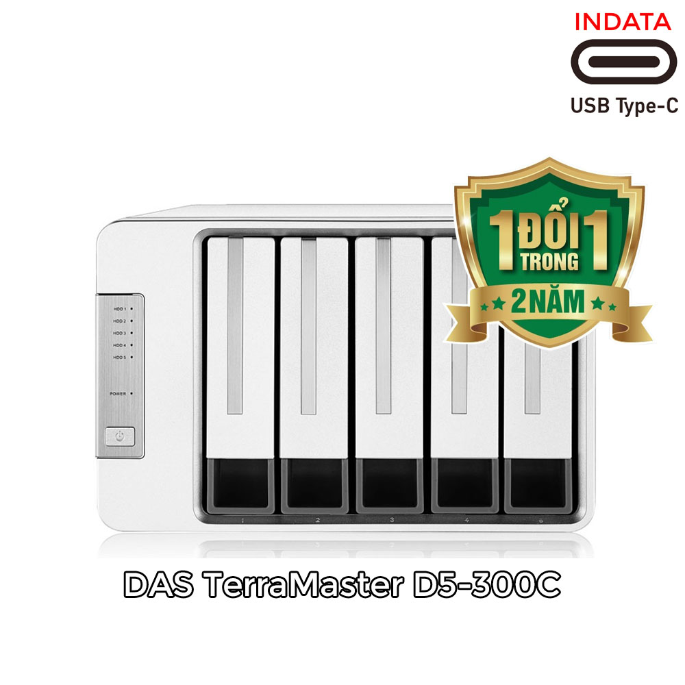 Bộ lưu trữ DAS TerraMaster D5-300C RAID 2+3, USB Type-C, 5 khay ổ cứng RAID