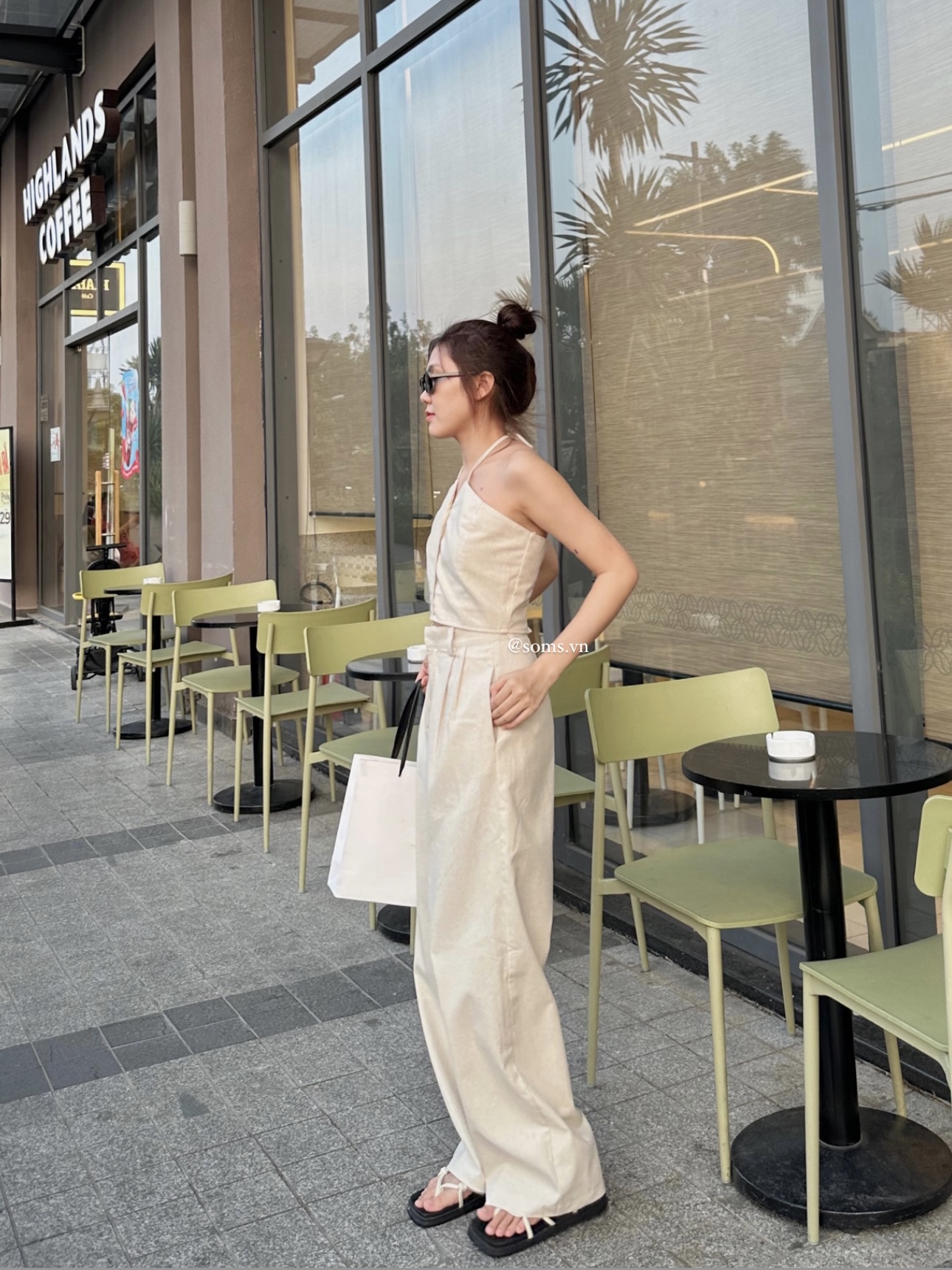 Quần linen ống rộng hack dáng