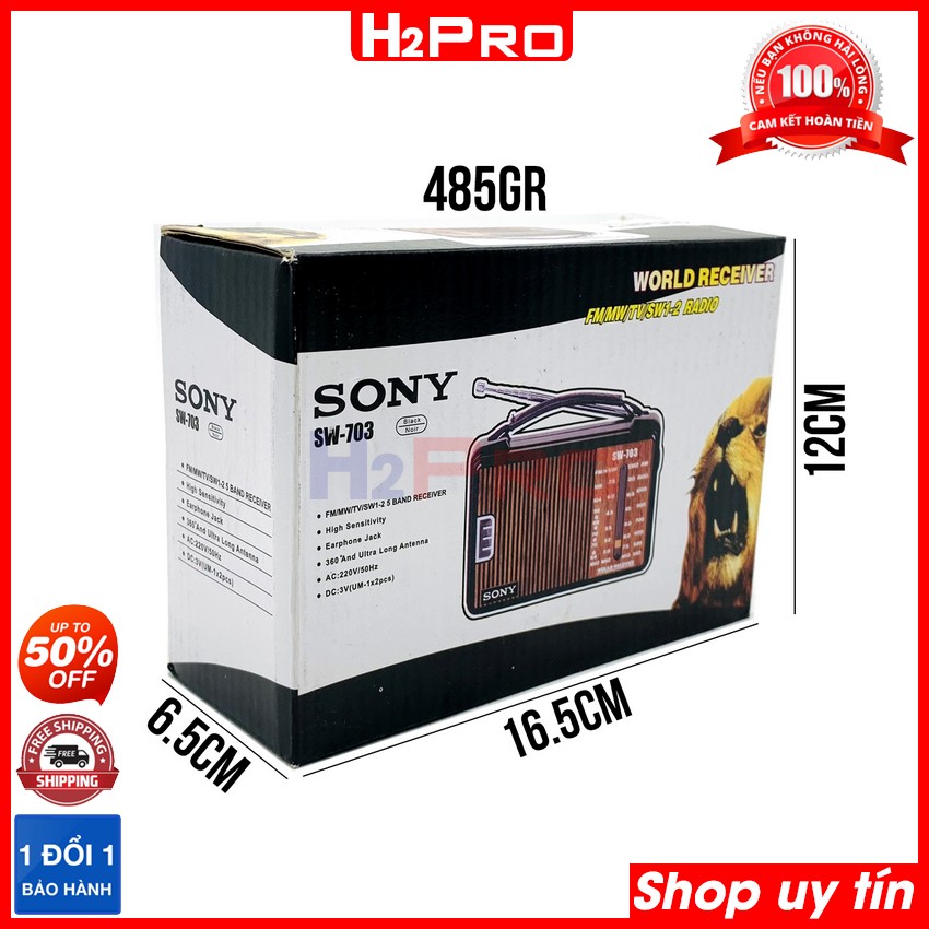 Đài Radio Sony 703 Fm-Am 5 Band Sóng Khỏe, Tặng Dây Nguồn 220V, Đài Cắm Điện Sony Cổ Điển Cho Người Già - H2Pro Tech