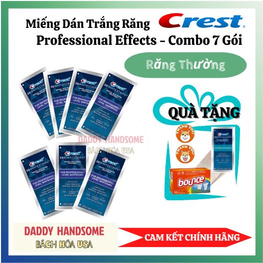 Combo 7 Gói Miếng Dán Trắng Răng Crest 3d White Professional Effects